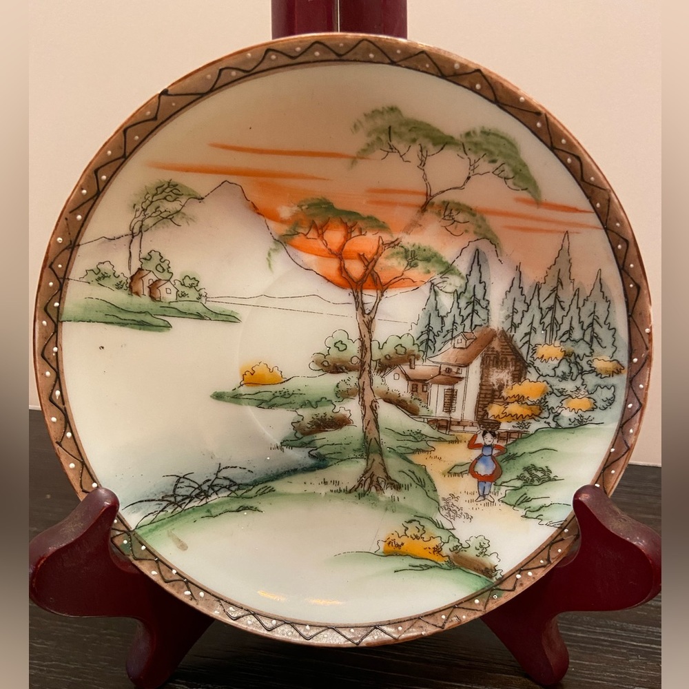 Nippon Porcelain Hand-painted Decorative 5.5” Plate Home on River